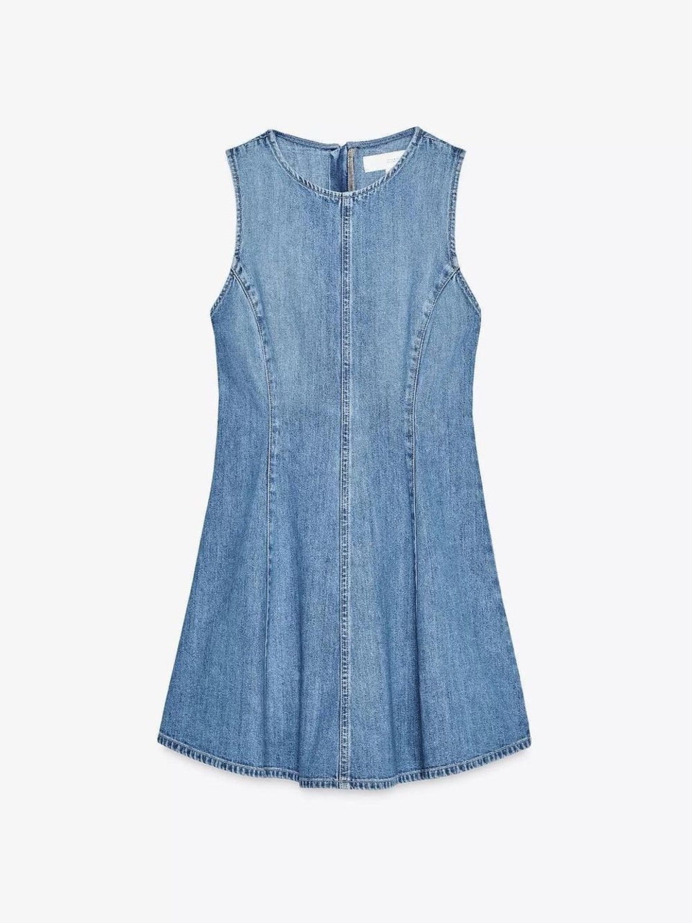 Zara Sleeveless Denim Mini Dress in Light Blue Size S - Picture 6 of 7